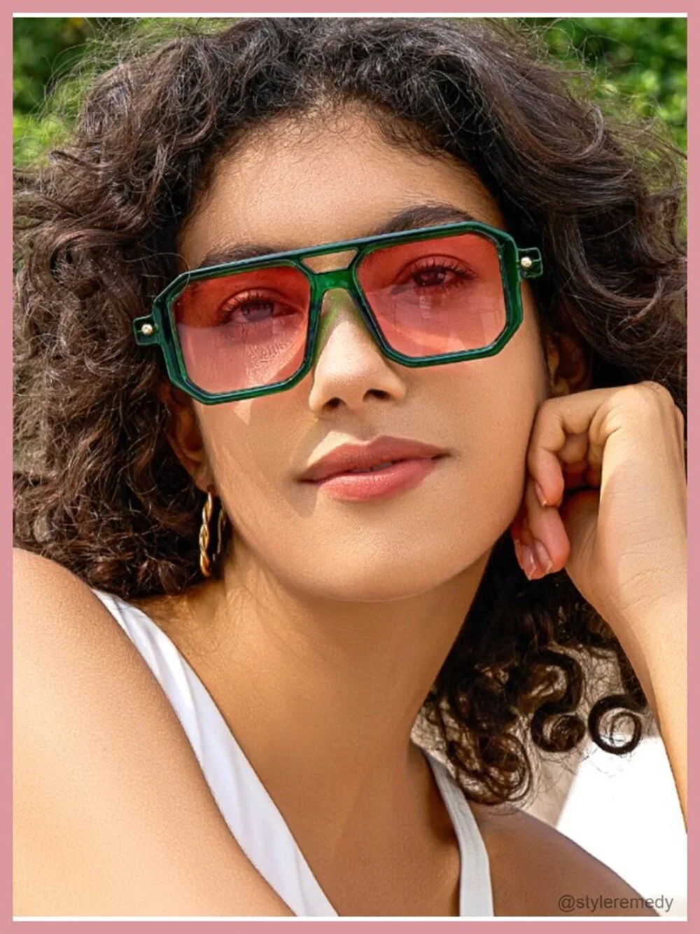 Vintage Retro Square Aviator Sunglasses UV400 Protection Plastic Frame